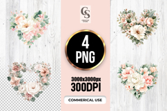Pastel Floral Heart Wreath Clipart Sublimation PNG Product Image 1