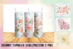 Flower Skinny Tumbler Sublimation Design Product Image 1