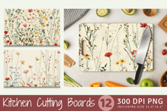 Cottagecore Wildflowers Cutting Boards sublimation Design Product Image 1