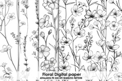 Floral digital paper, background clipart Product Image 1