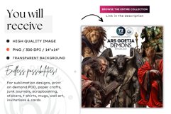 Ars Goetia Demons Clipart, mythology Graphics, dark PNG Product Image 2