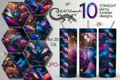 Hummingbird & flowers | Sublimation skinny tumbler designs Product Image 1