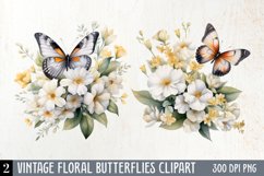 Vintage Floral Butterflies Clipart, butterflies Clipart Product Image 1