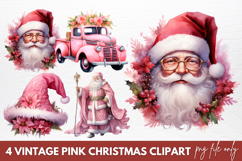 Vintage Pink Christmas Sublimation Clipart Product Image 1