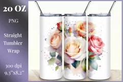 Tumbler Sublimation Design Watercolor Roses Bouquet | PNG Product Image 1