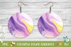 Colorful Earrings PNG, Art Round Earrings Template Product Image 1