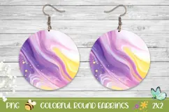 Colorful Earrings PNG, Art Round Earrings Template Product Image 1