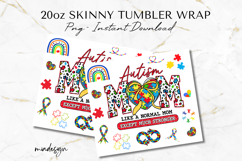 Autism Mom 20 oz Tumbler Wrap PNG, Skinny Sublimation Design Product Image 2