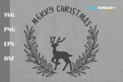 Merry Christmas Deer SVG, Christmas Door Sign Cut File Product Image 2
