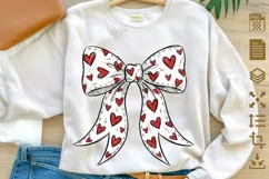 Valentine's Day Coquette Bow PNG, Red Heart Valentine's Product Image 1