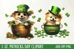 St Patricks Day Dog with Gold Coin Clipart, St Patricks Day Product Image 2