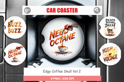 Coffee Skull Humor Quotes Car Coaster Product Image 1