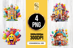 Cute Cartoon School Building Illustration Clipart PNG Product Image 1