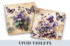 Vintage Violet Digital Papers, Antique Floral Scrapbooking Product Image 1