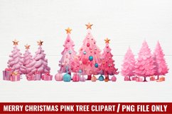 Merry Christmas Pink Tree Clipart Product Image 1