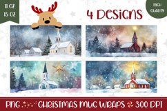 Christmas Village Mug Design, Christmas Church Mug Template Product Image 1