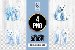 Watercolor Polar Bear Clipart Sublimation PNG Product Image 1