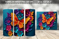 Colorful 3D Rainbow Butterfly Tumbler Design Product Image 1