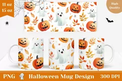 Halloween Mug Wrap, Halloween Print, Floral Mug PNG Product Image 1