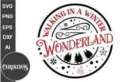 Walking In A Winter Wonderland Round Sign SVG Design Product Image 1