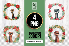 Floral Wreath Raised Fist Illustration Clipart PNG Product Image 1