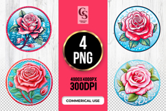 Pink Rose Floral Clipart Sublimation PNG Product Image 1