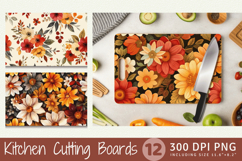 Autumn Bouquet Flowers Cutting Boards sublimation Design Product Image 1
