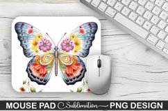 Rainbow Butterfly and Flowers Sublimation Mouse Pad Design Product Image 1