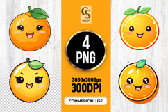 Cute Orange Fruit Characters Clipart Sublimation PNG Product Image 1