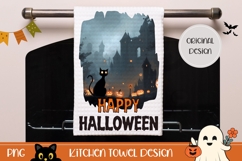 Happy Halloween Towel Design, Spooky Halloween Castle PNG Product Image 1