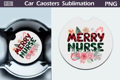 Nurse Christmas Car Coaster | Nurse Coaster Sublimation Product Image 1