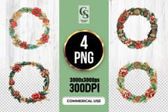 Watercolor Tropical Floral Wreath Clipart PNG Product Image 1
