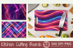 Abstract Neon Lights Cutting Boards sublimation Design Product Image 1