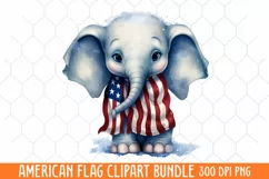 American Flag Watercolor Clipart, Us Flag Clipart Product Image 1