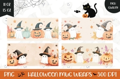 Cartoon Halloween Ghosts Mug Designs, Halloween Mug Print Product Image 1