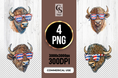 Patriotic Bison Sunglasses Clipart PNG Product Image 1
