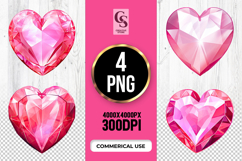 Pink Crystal Heart Gem Clipart Sublimation Png Product Image 1