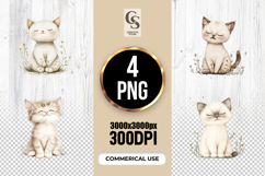 Sleepy Cat Watercolor Clipart Sublimation PNG Product Image 1