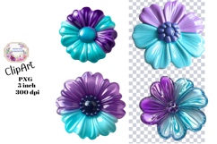 Flowers, purple, Turquoise, Ephemera, PNG, Clipart Product Image 1