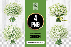 White Flower Bouquet Clipart Sublimation PNG Product Image 1