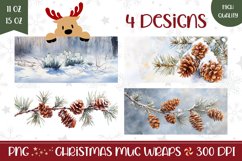 Watercolor Christmas Mug Wrap, Winter Forest Mug Design Product Image 1