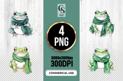 Cute Frog Green Scarf Clipart Sublimation PNG Product Image 1