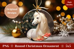Christmas Ornament Sublimation, Christmas Horse Ornament PNG Product Image 1