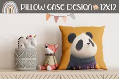 Baby Panda Pillow PNG, Cartoon Panda Pillowcase Sublimation Product Image 1