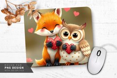 Fox and Owl Love Mouse Pad PNG Design Product Image 1