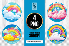 Rainbow Clouds Clipart Sublimation PNG Product Image 1