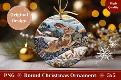 Knitted Winter Hare Ornament PNG, Merry Christmas Ornament Product Image 1