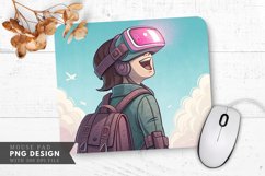 VR Adventure Awaits Cartoon Character Mouse Pad PNG Design Product Image 1