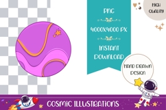 Hand Drawn Cosmic Illustration, Colorful Pink Planet PNG Product Image 1