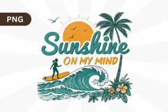 Sunshine on my mind PNG, Retro Beach PNG Sublimation Design Product Image 1